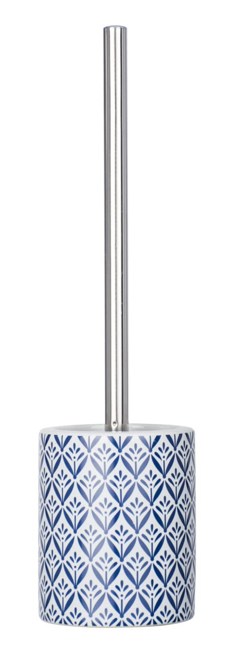 WENKO 23207100 Toilet brush Lorca - Toilet brush holder combined with toilet roll holder, Ceramic, 10 x 39 x 10 cm, Blue