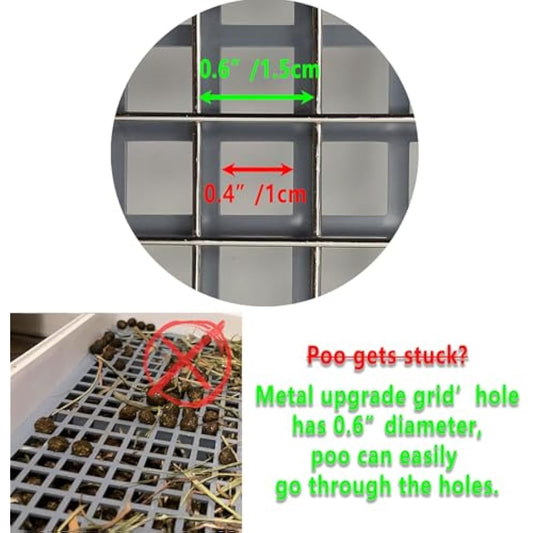 22x18 Super Large Rabbit Litter Box with 2 Grates (Metal & Plastic), Bunny Litter Tray for Cage, Small Animal Potty Trainer for Adult Rabbit Flemish Giant Rabbits