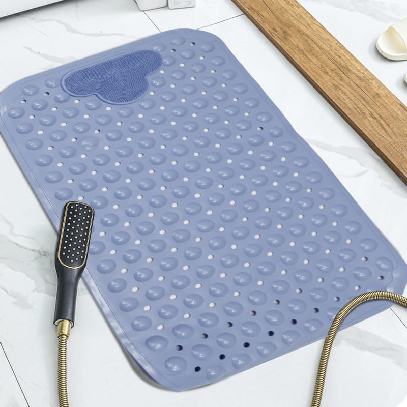 Cozy Haven Massager Foot Shower Bath Mats - Washable Non Slip Anti Mould Rubber Bathmat with Suction Cups for Bathtub and Bathroom (Blue, 60x90cm)