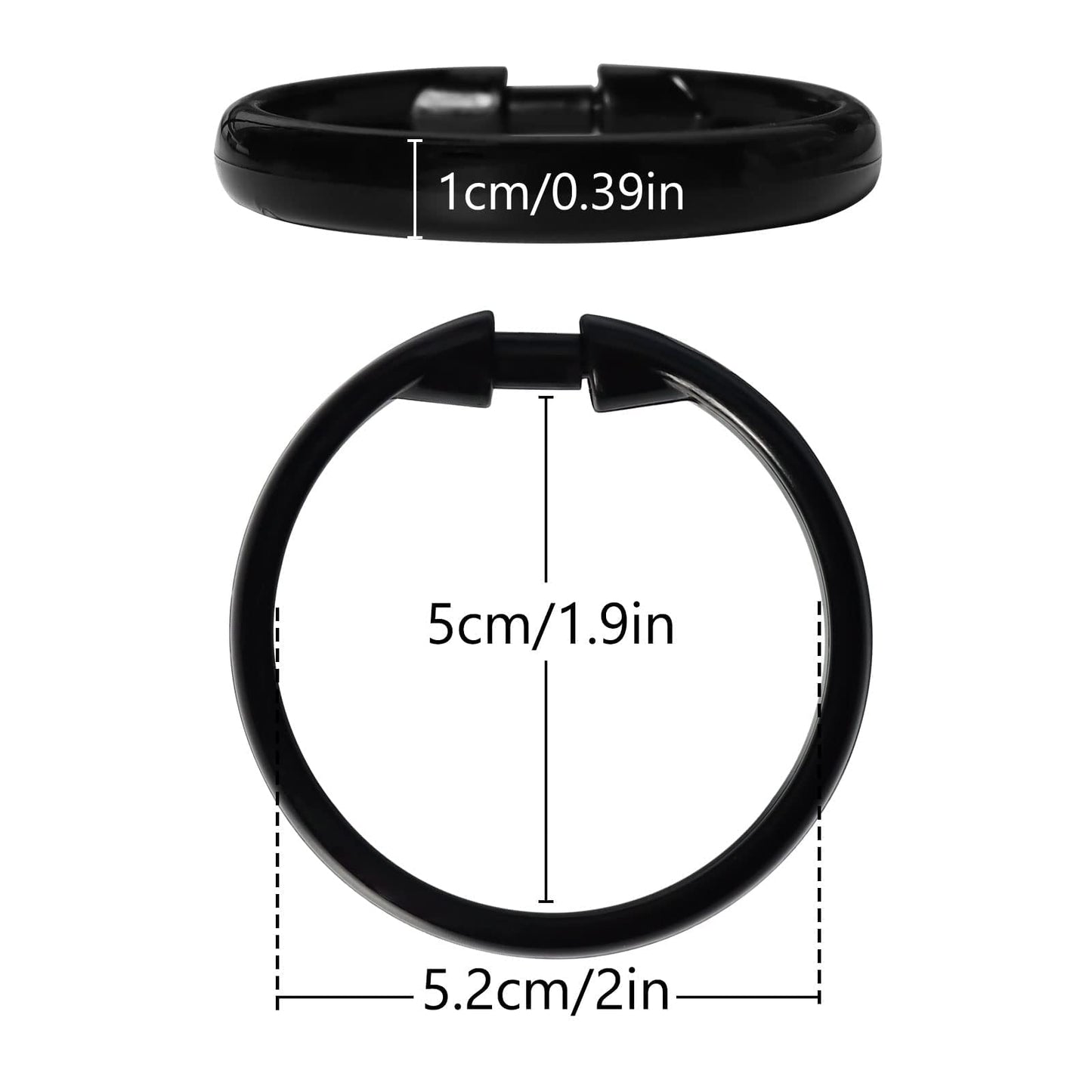 Shower Curtain Rings Plastic Curtain O Rings Hook Hanger Bath Drape Loop Clip Glide 12 Pack (O Rings Black)