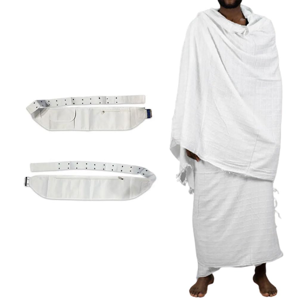 Premium Quality Mens Towelling Ihram/Ahram With Belt 100% Cotton 2 Pieces For Hajj & Umrah White