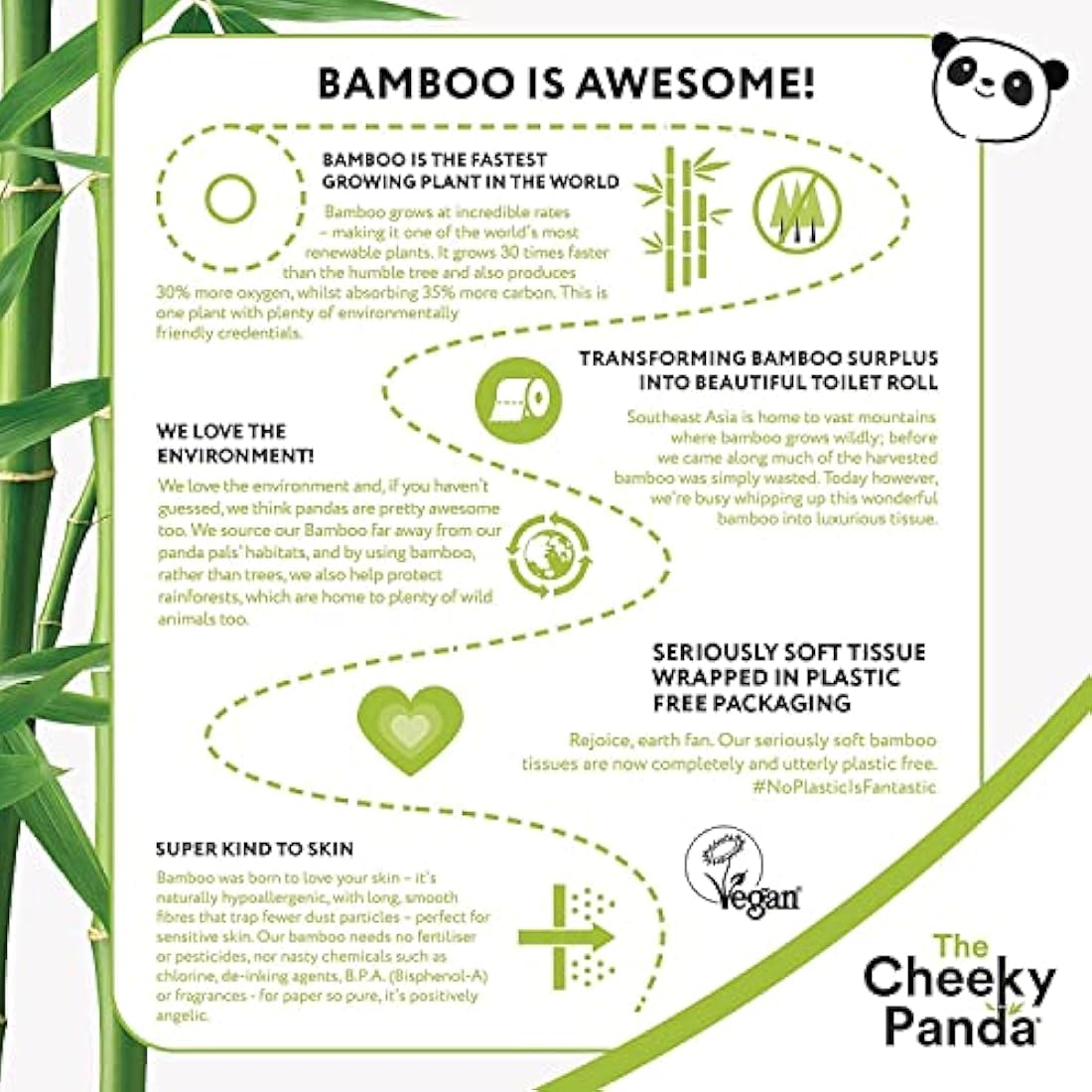 The Cheeky Panda Bamboo Kitchen Roll | 10 Kitchen Rolls - 1000 Super Strong Sheets | Naturally Strong and Absorbent Plastic Free Kitchen Paper Towels