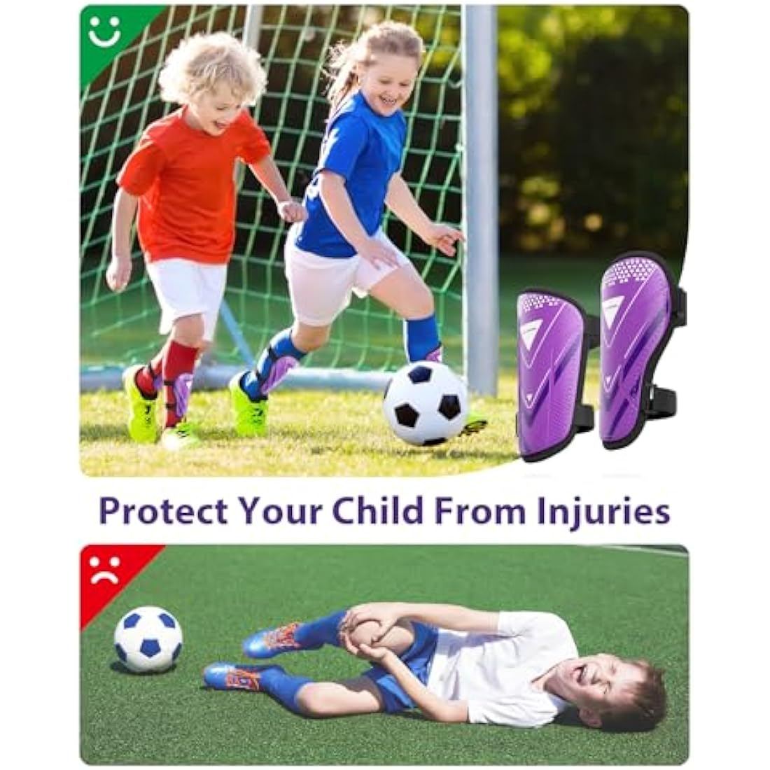AirsFish Shin Pads Boys Certified Kids with Ankle Protection,High Strength Shin Pads,Breathable Non Slip Extended Adjustable Straps,Protective Football Equipment for Boys and Girls