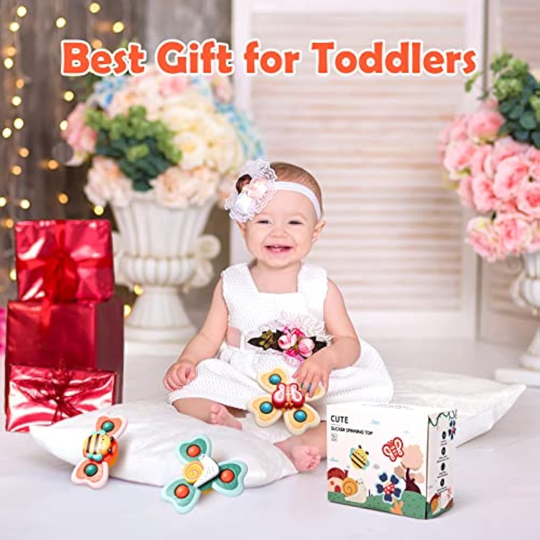 Hooku Suction Spinner Toys, 3 Pcs High Chair Toys with Suction Cups, Spinning Toys 1-3, Birthday Gifts for Infants Boy Girl, (A6)