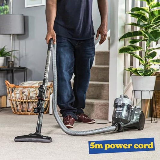 Russell Hobbs Cylinder Vacuum Cleaner COMPACT XS 1.5 Litre Grey & Silver with 3 in 1 Multi-Tool, Triple Filtration 700W Ultra Compact, 2 Year Guarantee RHCV1611