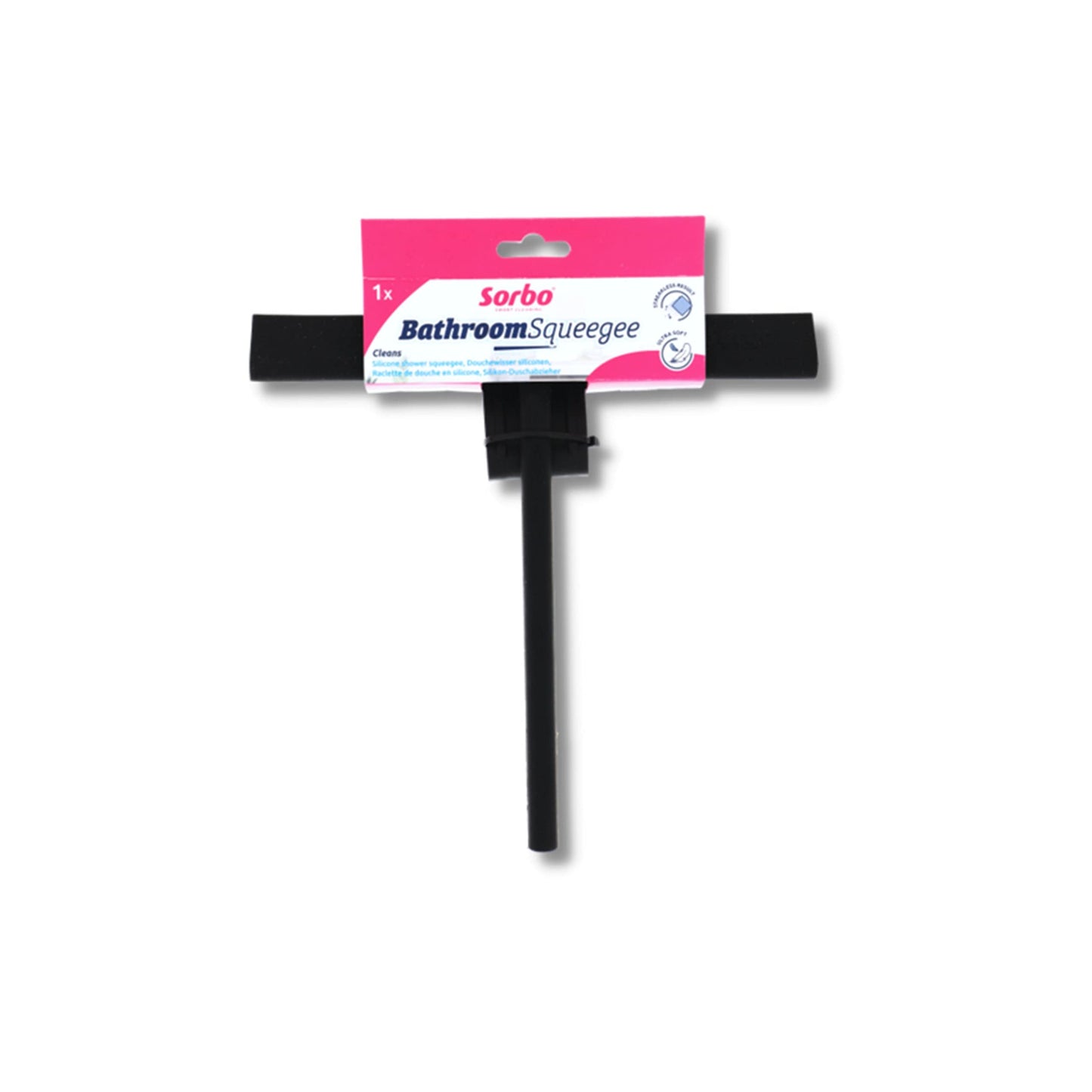 Sorbo Silcone Bathroom Squeegee, Streakless Results due to Ultra Soft Silicone Squeegee Edge, Perfect for Windows, Showers, Mirrors, Comes with a