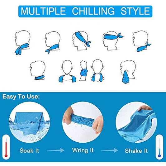 YQXCC 4 Pack Cooling Towels (100x30 cm) Cool Cold Towel, Soft Breathable Chilly Microfibre Towels for Yoga, Golf, Gym, Camping, Running, Fitness, Workout & More Activities