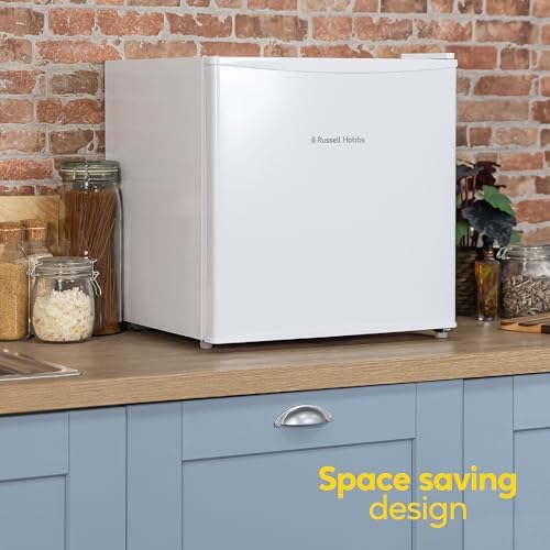 Russell Hobbs Table Top Larder Mini Fridge 43 Litre Capacity, Reversible Door & Adjustable Feet, Small Fridge, Manual Temperature Control, Ice Box, White RHTTF0E1W