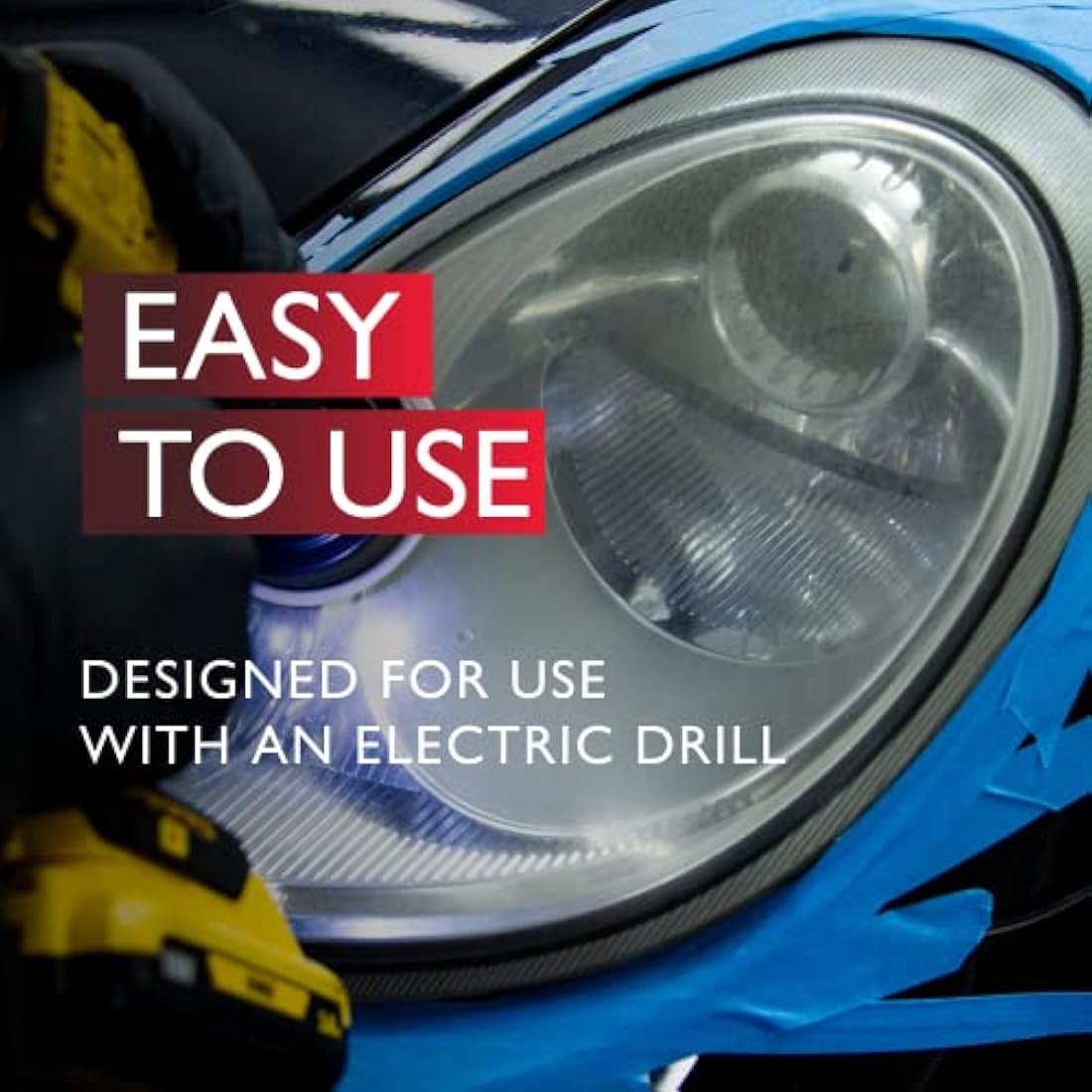 Autoglym Headlight Restoration Complete Kit, Quickly Restore Cloudy And Discoloured Headlights, Designed For Use With An Electric Drill, Includes Sanding Discs, Restoring Compound And Microfibre Cloth