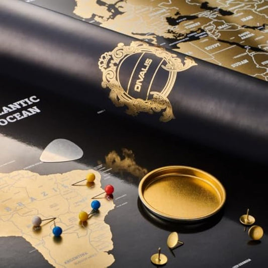 2 in 1 Large Gift Set - Scratch off World Map and Poster Scratch off Top 100 Places to Visit in the World - Best Places I`ve Been Map - Globetrotter Poster of Places Where You've Been - Bundle of Two