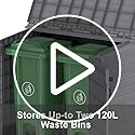 Duramax Cedargrain StoreAway 850L Plastic Garden Storage Shed - Outdoor Storage Shed, Wheelie bin box, Durable Construction, Ideal for Tools, BBQs & 2x 120L Garbage Bins, 130x74x110 cm, Dark Brown