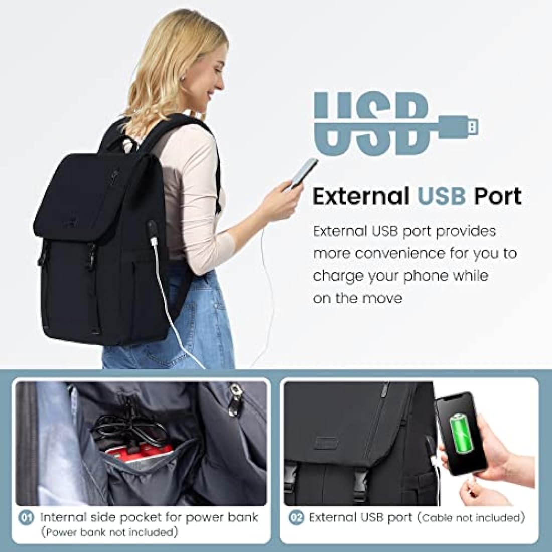 LOVEVOOK Laptop Backpack Womens Mens 17.3 inch Rucksack Bag for Ladies Waterproof High School Bags for Girls Boys Fashion Anti Theft Backpack with USB Casual Daypacks for Travel College Work