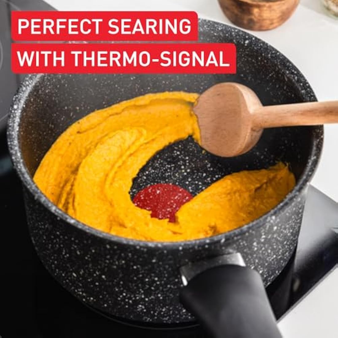 Tefal Titanium Stone Induction Non-Stick 5pc Set: Saucepan 16/18/20 + lids, Frying pan 24/28cm, High-Performance Non-Stick Coating, Metal Safe, All Hobs Including Induction, Thermo-Signal, E105S545