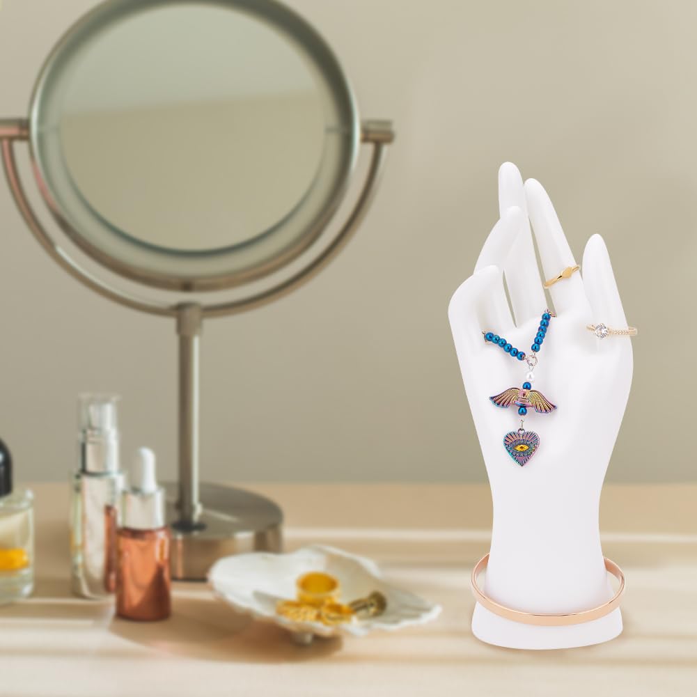 PH PandaHall Female Mannequin Hand Display, Ring Display Holder Stands White Glove Display Rack Bracelet Holder for Ring Bracelet Watch Jewellery