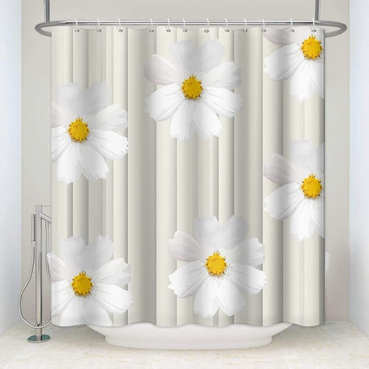 SDOTPMT 48x72inch Daisy Flower Pattern Shower Curtain Autumn Floral Blossom Bath Curtain Unique Design Aesthetic Art Bathtub Curtain for Bathroom