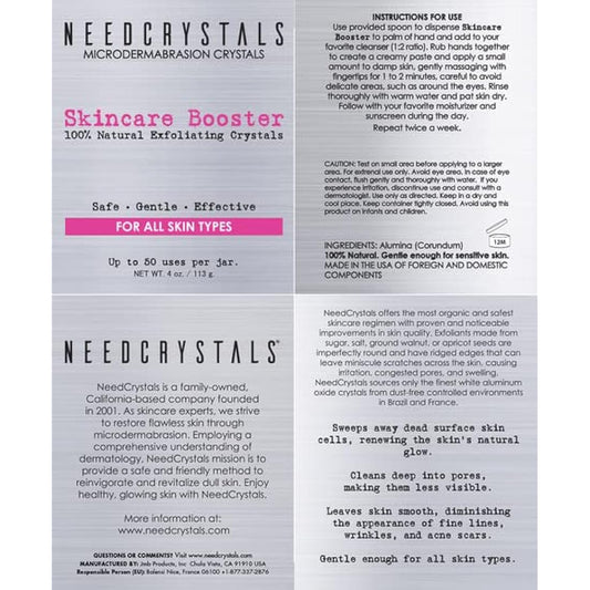 NeedCrystals Microdermabrasion Crystals, DIY Face Scrub. Natural Facial Exfoliator for Dull or Dry Skin Improves Scars, Blackheads, Pore Size, Wrinkles, Blemishes & Skin Texture. 113 Grams
