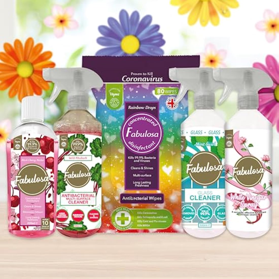 Fabulosa Multi Purpose Antibacterial Spotless Kitchen Cleaner Disinfectant Trigger Spray with Lasting Fragrance, 9 Pack, 500ml, Winter Angel (Packaging may vary)