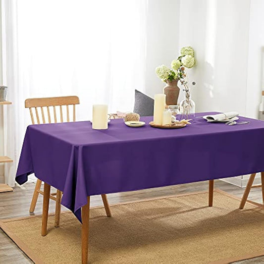 Deconovo Oxford Decorative Tablecloth Wipeable Plain Rectangle Tablecloth for Restaurant 137x200cm(54x79in) Purple