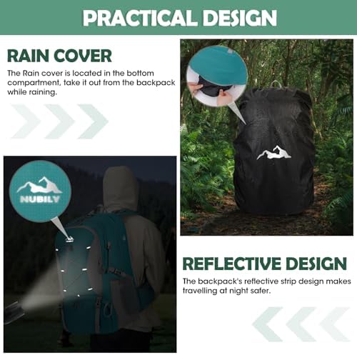 NUBILY Hiking Backpack 50L Waterproof Camping Backpack with Large Shoes Compartment and Wet Pocket Rucksack for Men Women Camping Backpack Lightweight Travel Backpack for Outdoor Sports