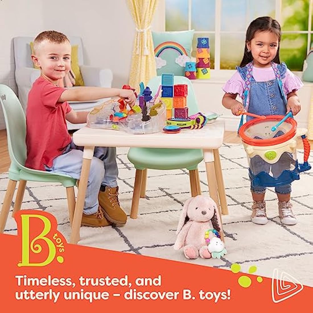 B. toys – Fluffy Plush Llama – Stuffed Animal Soft & Colorful Toy for Baby, Toddler, Kids – Fluffy Funkies – Lola Llama – 0+ Months