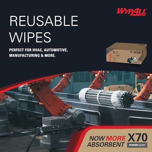 WypAll X70 Power Clean Cleaning Cloths 8381 - Reusable Cloths - 1 Right Rag Box x 300 White, Absorbent Cloths