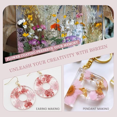 Bsrezn 1000g Bulk UV Resin Hard, Crystal Clear Large UV Cure Epoxy Resin Kit Premixed Resina UV Transparent Solar Activated Glue for Jewelry Making Fast Curing 1KG with 6 Colors Mica Powder