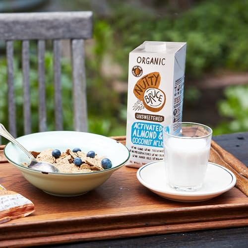 Nutty Bruce - Unsweetened Activated Almond & Coconut Milk - Certified Organic & Vegan Alternative Milk, No Preservatives or Added Oils, Lactose Free, Dairy Free, Soy Free - 6 pack x 1L