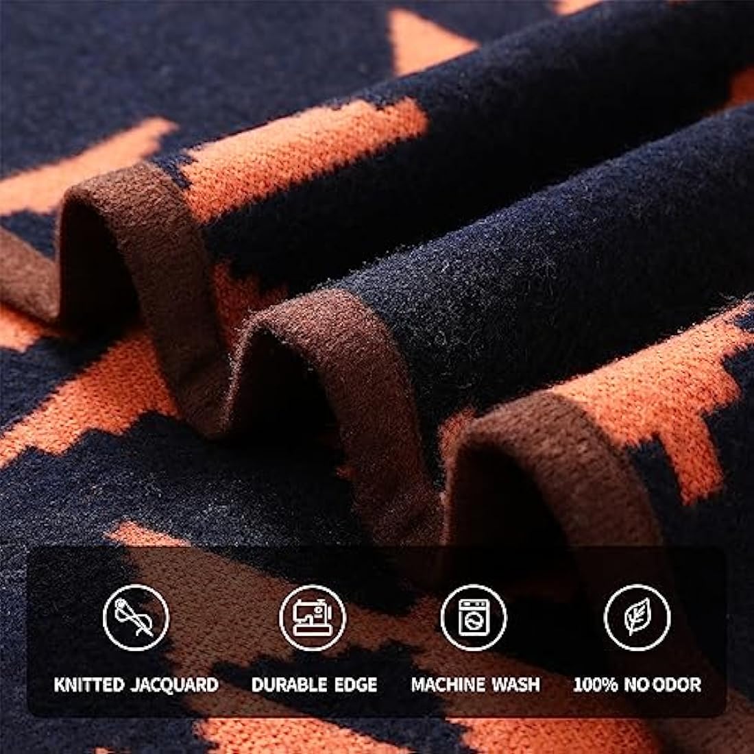 ACUSHLA Merino Wool Thorw Blanket - Warm Thick Washable Large Throw - Great Outdoor Camping Sleeping Blanket All Seasons Morocco Dark Blue 79" x63"