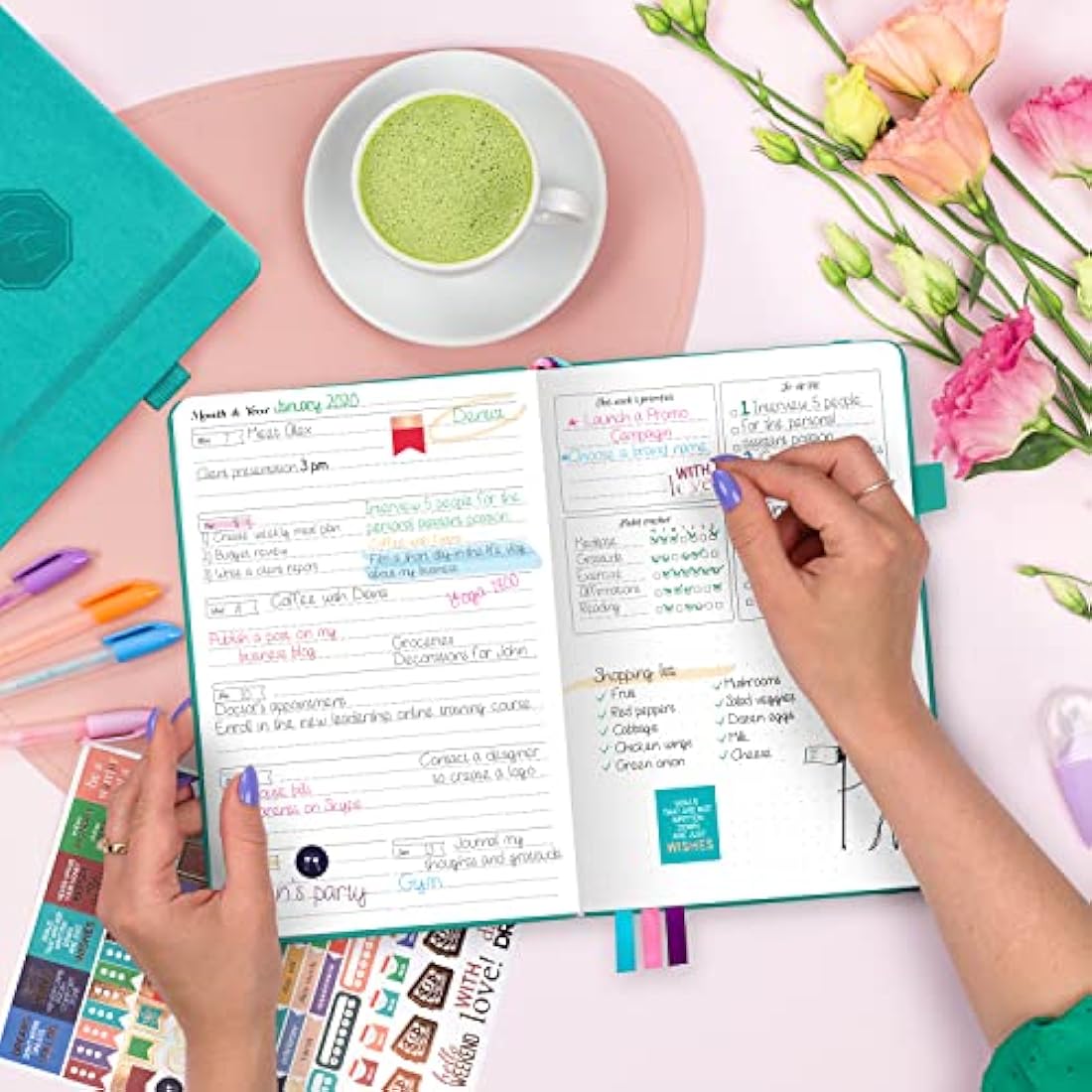 GoGirl Planner and Organizer for Women - A5 Size Weekly Planner, Goals Journal & Agenda to Improve Time Management, Productivity & Live Happier. Undated - Start Anytime, Lasts 1 Year - Turquoise