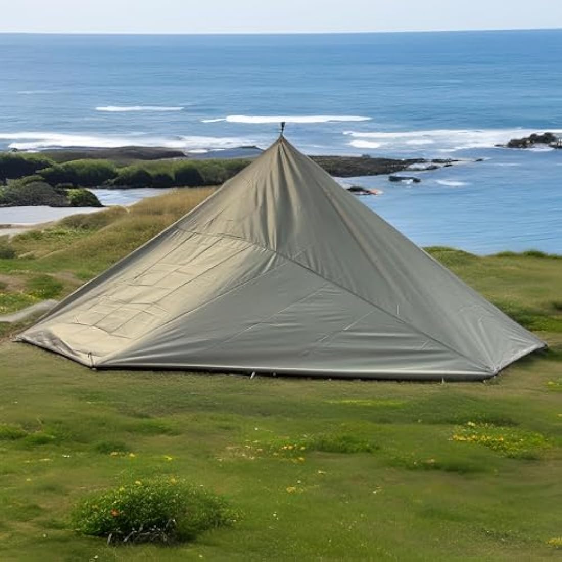 HIDEWALKER Camping Tarp Shelter 3x3m 3x4m 3x5m Lightweight Tent Tarpaulin Waterproof Tent Awning Canopy Basha Sunshade for Hiking Backpacking (Khaki, 4x4m)