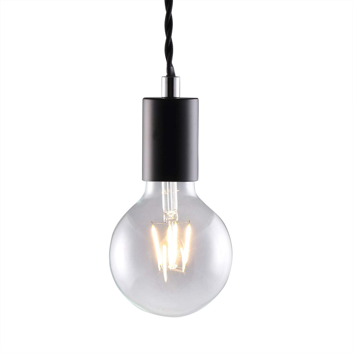 Black Industrial pendant light fitting, 5lights Spider Hanging light fitting with adjustable 3M twisted braided cable, Retro industrial Cluster