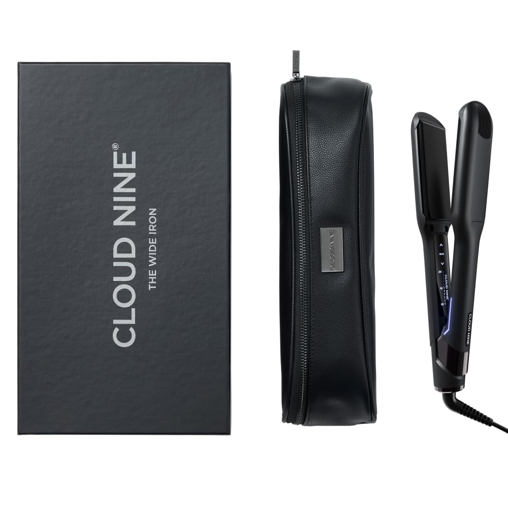 CLOUD NINE The New Wide Iron Hair Straightener | Variable Temperature Control | Revive Mode Mineral-Infused Plates | Digital Display 360? Swivel Cord