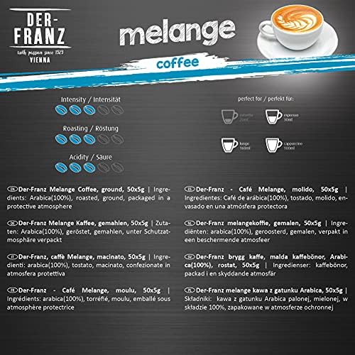 Der-Franz Coffee Pack, whole bean, 6 x 500 g (1 x Crema, 1 x Espresso, 1 x Melange, 1 x Colombia, 1 x Espresso Organic, 1 x Crema Organic)
