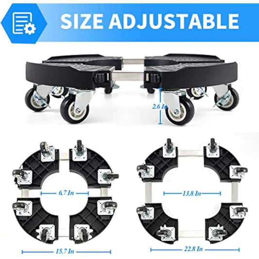 TreeGun Plant Caddy with Wheels with 8 Lockable Casters, Rolling Plant Stand Adjustable 38-58CM, Plant Stand with Wheels 200KG Capacity for Outdoor Indoor Large Plant/Flower Pot
