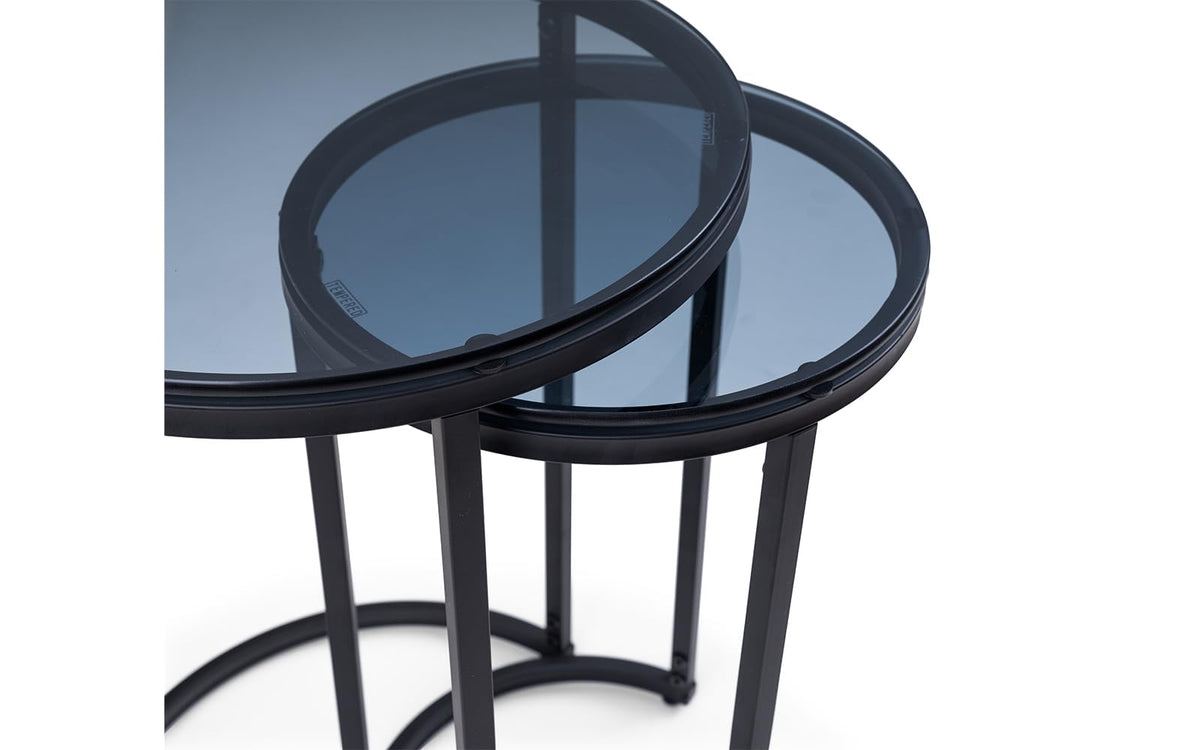Julian Bowen Chicago Nest of Tables, Set of 2, Smoked Glass - H55 x W40cm