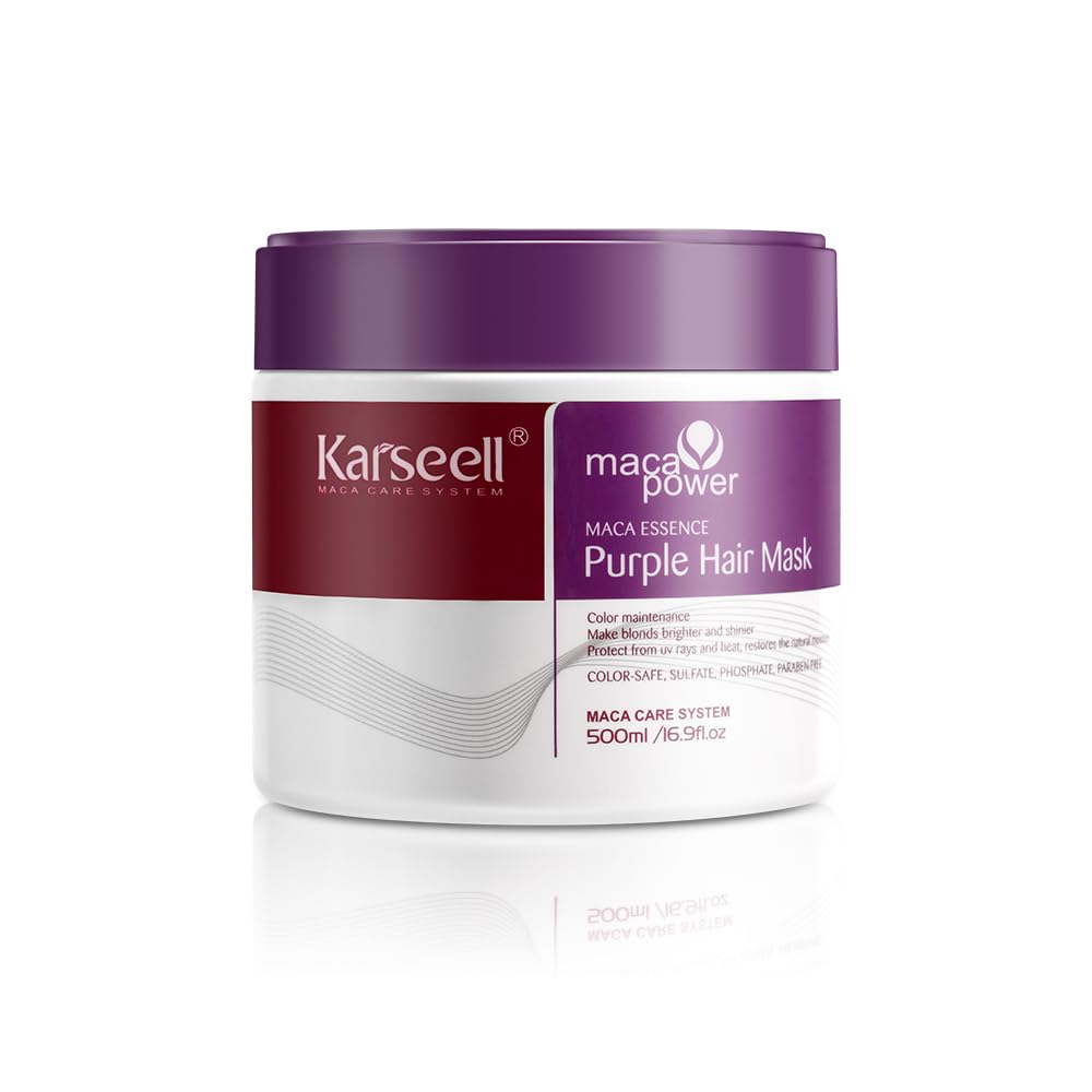Karseell Purple Hair Mask 500ml Neutralizes Yellow Tones Deep Nourish Brighten Hair for Light Blonde, Platinum, White or Grey Hair