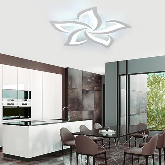Riserva LED Ceiling Light Dimmable, White Ceiling Lamp Modern with Remote Control, Creative Petal Ceiling Light Aluminium for Living Room, Bedroom, Dining Room, Balcony, 40W 60cm