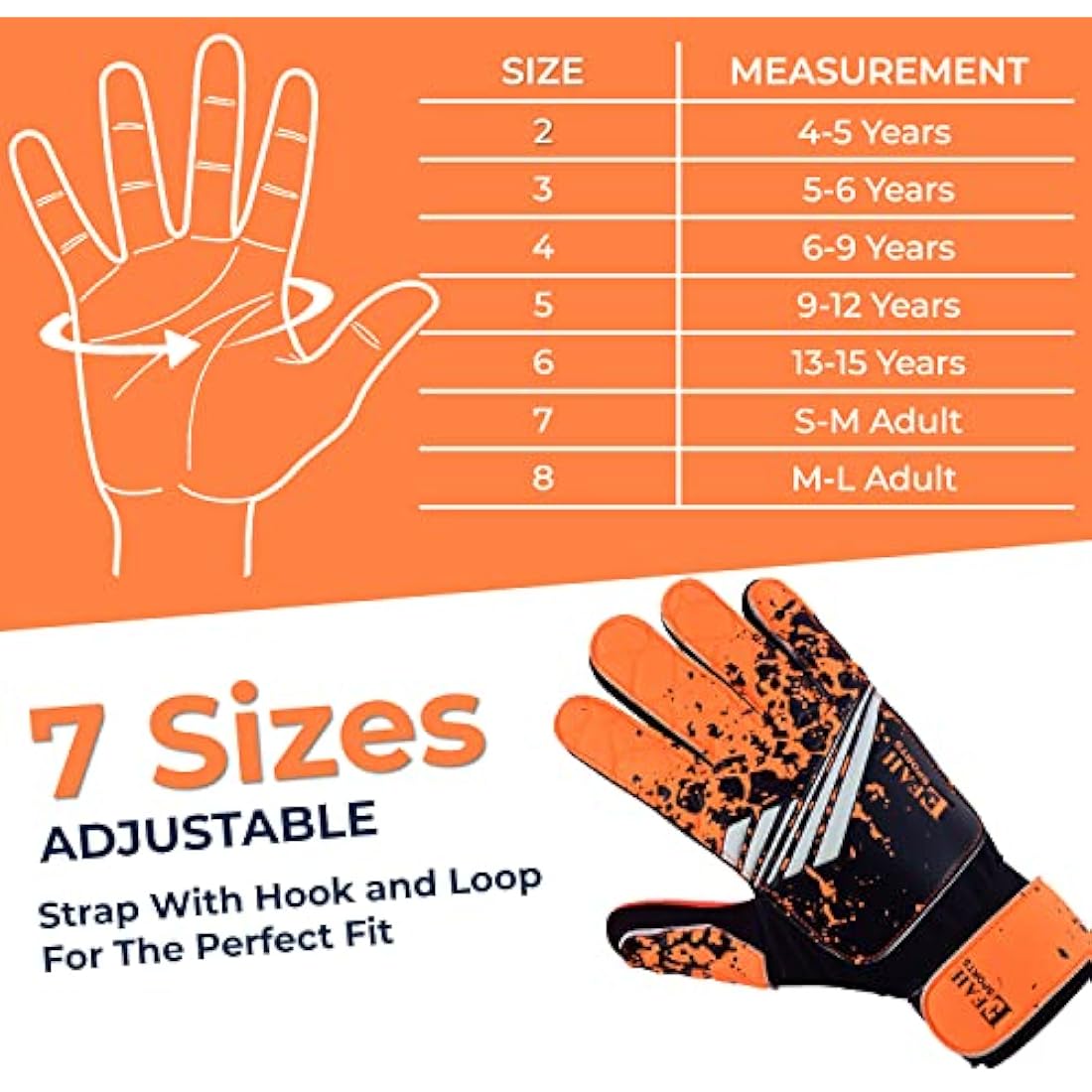 EFAH SPORTS Football Goalkeeper Gloves For Boys kids Children Youth Soccer Goalie Glove with Super Grip Palms