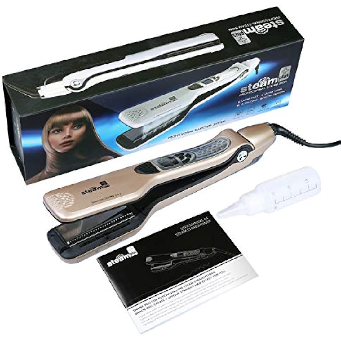 iGutech Hair Straighteners Flat Iron,Professional steam Hair Straightener, Anti-Scald Comb, Adjustable Temp and Auto-Off Function