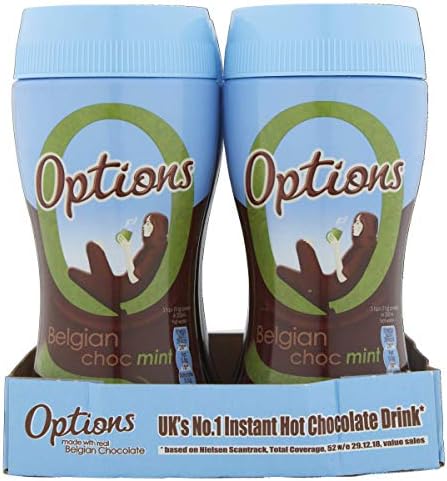 Options Mint Hot Chocolate Drink (Multipack of 6 x 220 g Jars)