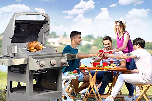 onlyfire BRK-6045 Stainless Steel Grill Rotisserie Kit 40LB UK motor fits for Weber Spirit 200/300-Serie & Spirit II 200/300-Serie Gasgrills