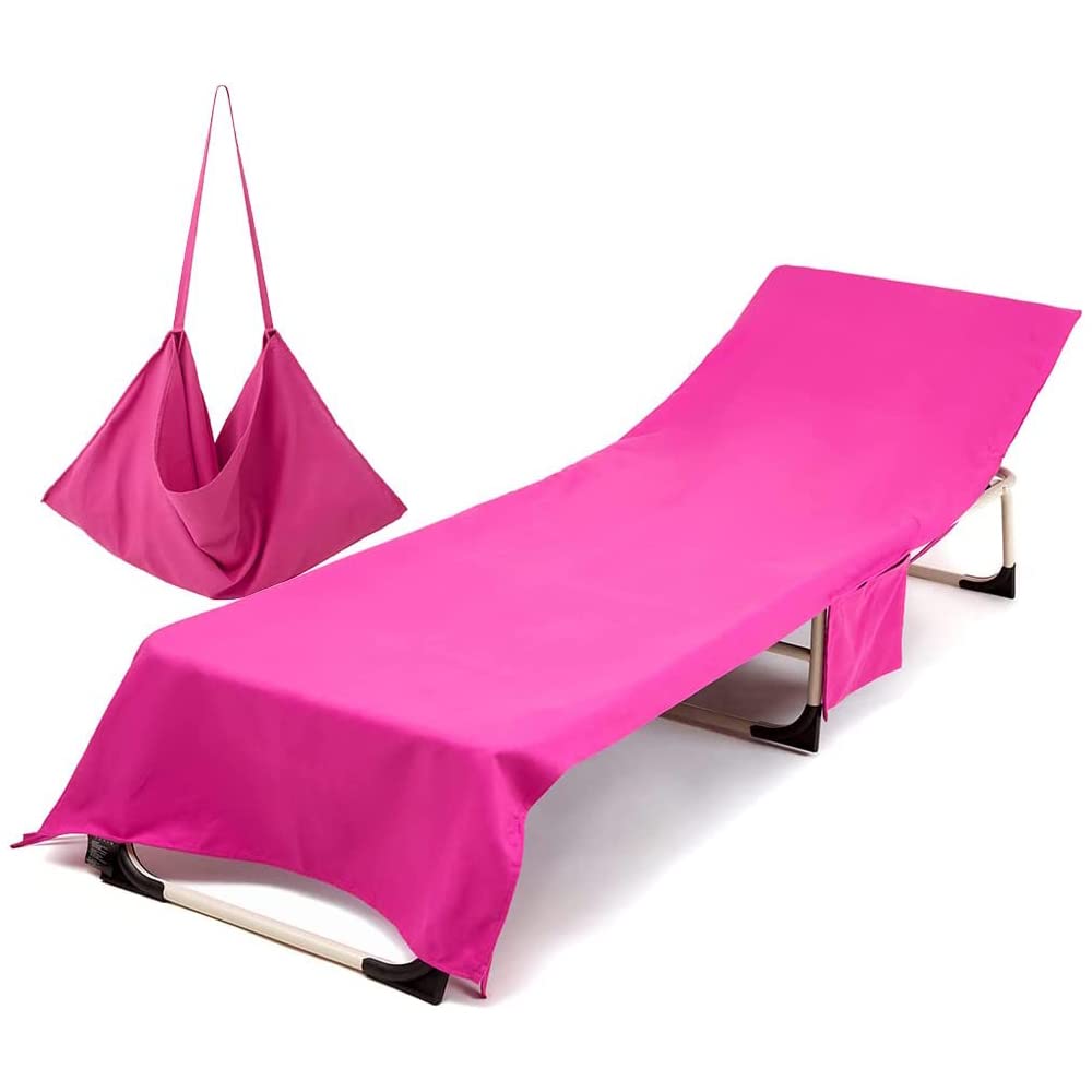 Morbuy Beach Chair Cover Towel, Solid color Beach Towel Lounger Bags with Pockets Sunbed Towels Fitted Microfiber Sun Lounger Towels for Summer