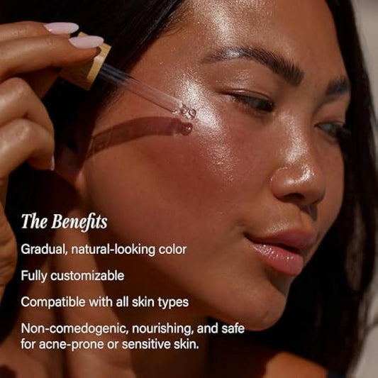 + Lux Unfiltered N°12 Face Tanning Drops - Non-Comedogenic Bronzing Drops for Face with Hyaluronic Acid, Vitamin E, & Passionfruit Oil - Fragrance Free, Cruelty Free, & Vegan Self Tanner