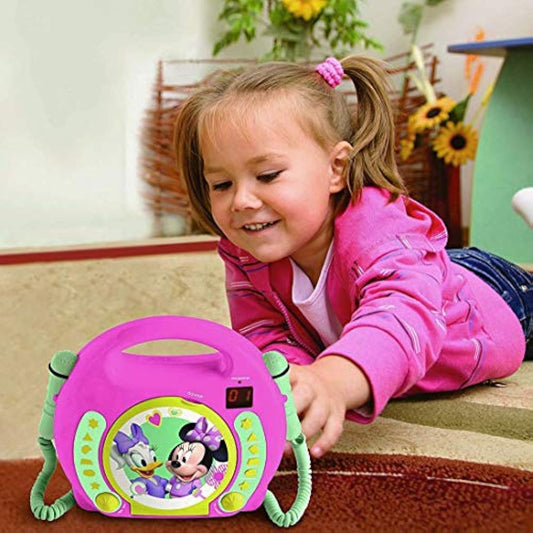 Lexibook, Disney Minnie, Portable CD player with Microphones, Music Player, Repeat and Programming, Karaoke, Headphones jack, Pink, RCDK100MN