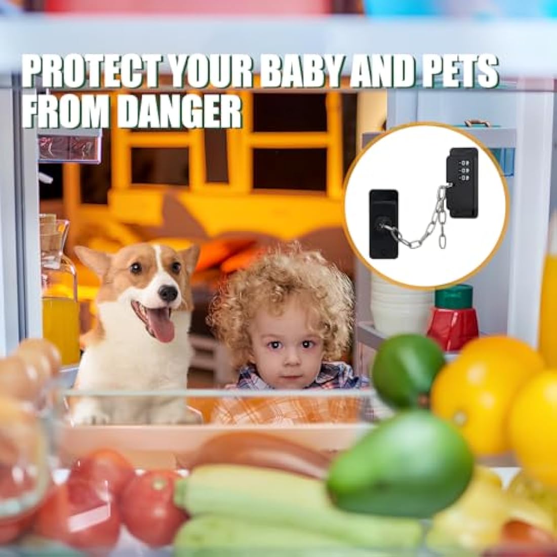 Evilsoul 2Pack Fridge Locks for Children with Adjustable Design, Digital Password Child Locks Door Lock Without Drilling Adhesive Restrictor Safety Lock for Fridge, Door, Window, Cabinet, Black