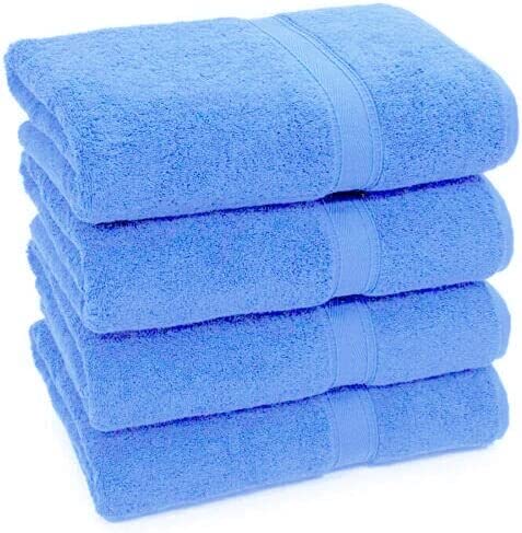 Nausha Pack of 4 Bath Towels 100% Egyptian Cotton Towels Set Super Soft and Highly Absorbent Towels 500 GSM (Cobalt)