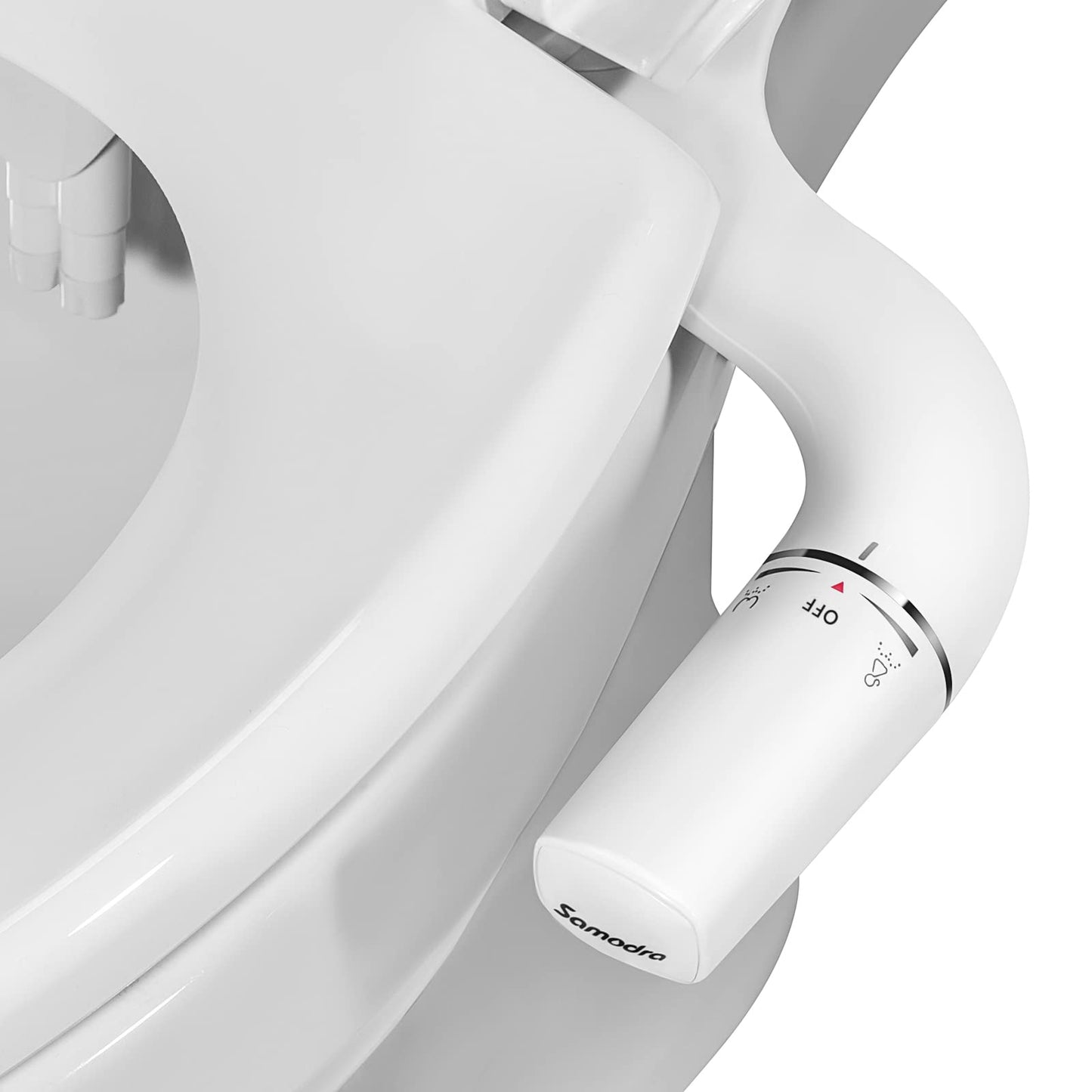 Bidet Attachment for Toilet Left Side,SAMODRA Classic 7.0 Ultra-Slim Bidet with Non-Electric Dual Nozzle,Adjustable Water Pressure,Cold Water,Easy to