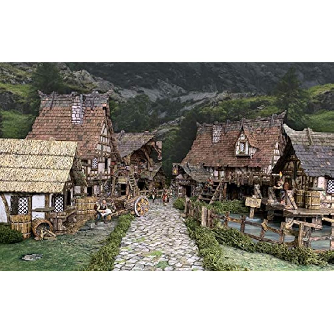Battle Systems – Modular Fantasy Scenery – Perfect for Roleplaying and Wargames - Multi Level Tabletop Terrain for 28mm Miniatures – Colour Printed Model Diorama – (Village)