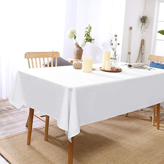 Deconovo Oxford Decorative Tablecloth Wipeable Plain Rectangle Tablecloth for Party 137x200cm(54x79in) White