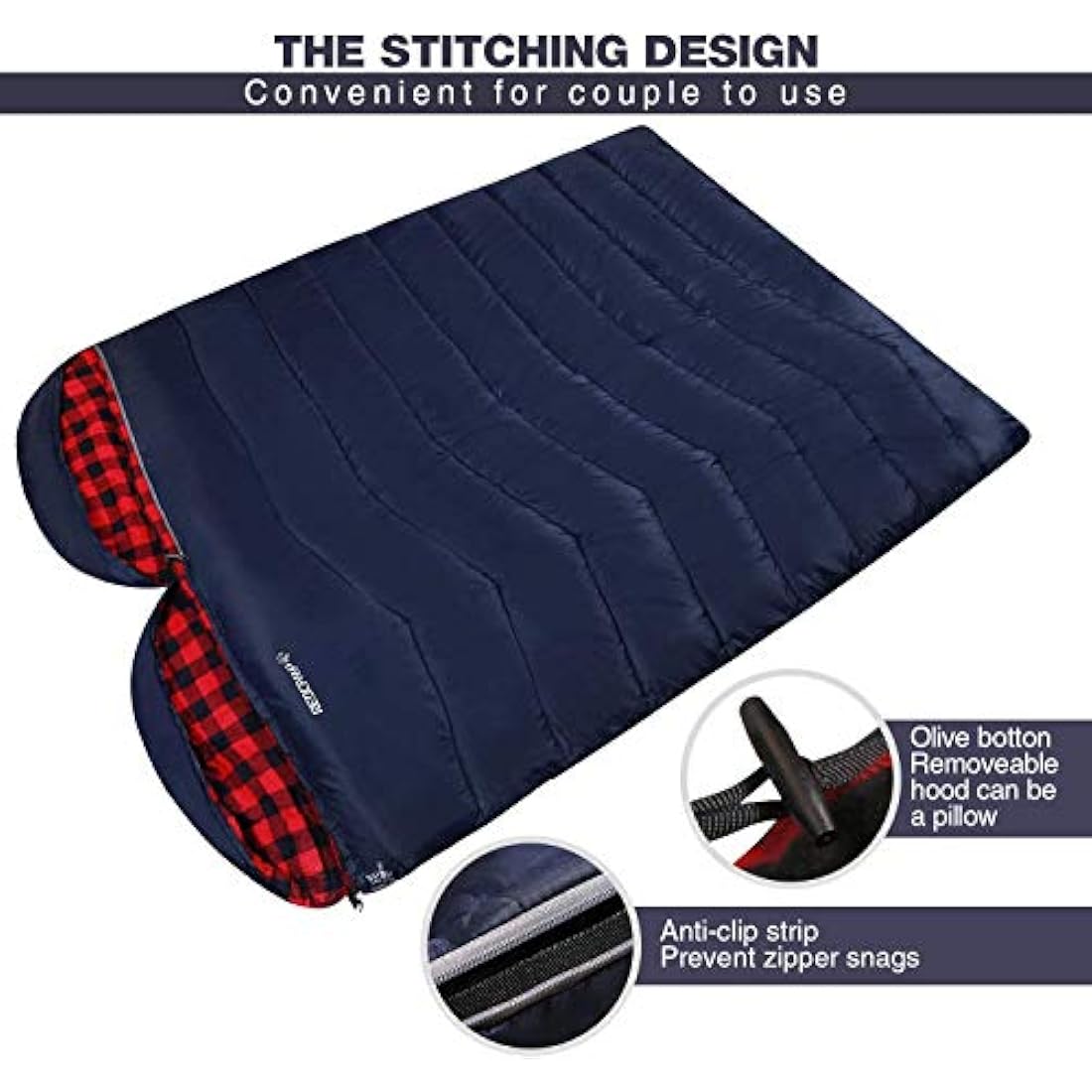 REDCAMP Cotton Flannel Sleeping Bags for Camping, 3-Season Warm and Comfortable Adult Sleeping Bag, Envelope with 2/3/4lbs Filling